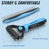 Docrok Pet Grooming Combo - Blue Deshedding Brush with Metal