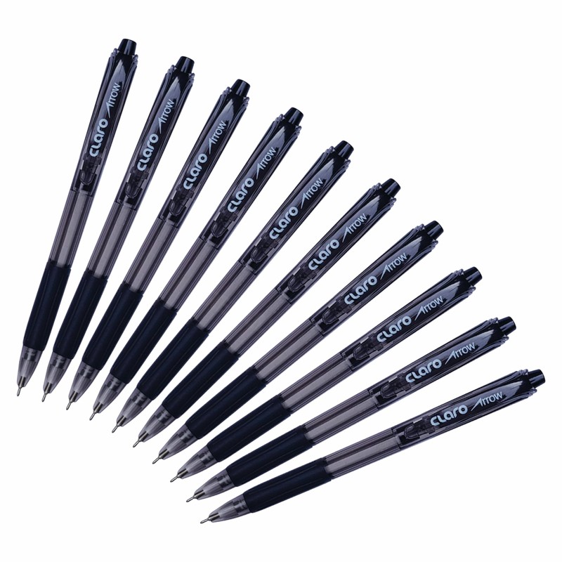 ArrowRT Retractable Ballpoint Pens, BLACK, Fine Point (0.7mm), Pack of