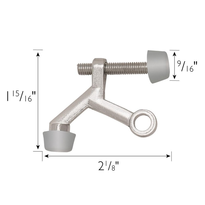 Design House Door Stops, Rubber Cushion Tips, Heavy Duty Zinc