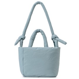 Herald Soft Puffer Tote Bag for Women, Lightweight Puffy Shoulder Purse Satchel Top-Handle Handbag with Adjustable Strap (Blue)