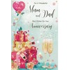 Mum & Dad anniversary card. Modern design. 9 x 6