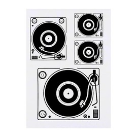 Azeeda 4 x 'Schallplattenspieler' Temporäre Tattoos - Wasserfest, Hautfreundlich & Ungiftig · Transfers in Verschiedenen Größen (TO00069466)