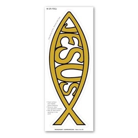Gold Jesus Fish Magnet by Magnet America Is 2.625" x 7" Made for Vehicles and Refrigerators