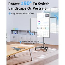 MOUNTUP Mobile TV Cart Rolling TV Stand for 23-60 inch TVs, Tilting & Rotating Mount, 90°Portrait to Landscape, Height Adjustable Portable TV Stand with Wheels,Max VESA 400x400mm, MU1114-B