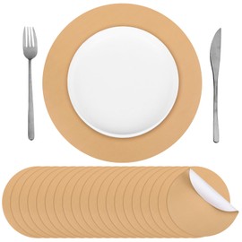 Yeaqee 120 Pcs Disposable Paper Placemats 12 Inch Round Paper Place Mats Blank Table Mats for Restaurant Catering Dining Weddings Birthday Table Baby Kids Birthday Parties (Kraft)