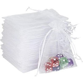 Organza Bags, 50 Pcs, Organza Gift Bag, Jewelry Bag, Gift Bag, Candy Bag, Lavender Bag, Wedding Candy Gift Bag, Perfect for Wedding, Festival Party, Christmas, Birthday, Anniversary, White, 10 x 12 cm