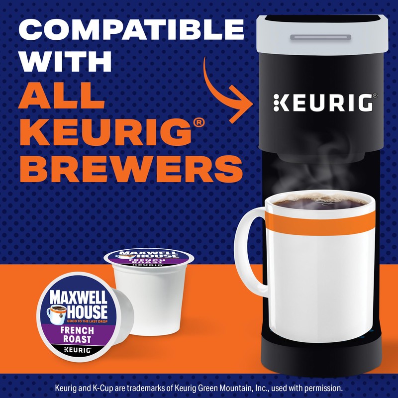 Maxwell House French Roast Dark Roast K-Cup Coffee Pods, 10