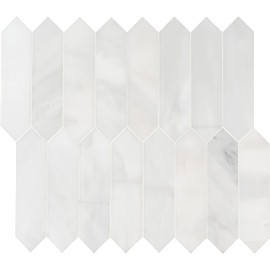 MSI Arabescato Carrara 10.63 in. x 12 in. x 10 mm Picket Honed Marble Mosaic Tile for Bathroom, Kitchen Backsplash, Accent Wall Tile, and Shower Wall Tile, Arabescato Carrara White