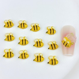 50Pcs Yellow Bee Nail Charms - 3D Resin Nail Decorations Flatback Kwaii Cute Nail Charms for Acrylic Nails，Nail Art Accessories，Nail Art Rhinestones