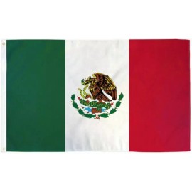 Trade Winds Flag Pole 6FT WHITE & Mexico Mexican Flag 3x5FT Combo Printed 100D Polyester