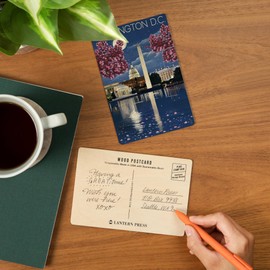 Washington, DC, Night Scene (4x6 Birch Wood Postcards, 2-Pack Stationary, Rustic Home Wall Decor)