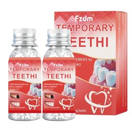 2pcs Missing Tooth Replacement Kit, Denture Repair Kit, Dental Impression Kit, Dental Repair Beads for Temporary Fixing Filling Missing Broken Tooth Moldable Fake Teeth 40ml
