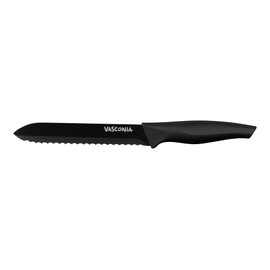 Cuchillo de Cocina, Vasconia Básicos, Color Negro, Hecho de Acero Inoxidable y Titanio, 14 cm, Multiusos