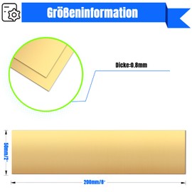 Uxney Brass Sheet, 0.8 mm x 50 mm x 200 mm, 99.9% Pure Brass Plates for DIY, Jewellery, Electrical, Repair, Industry (Pack of 2)