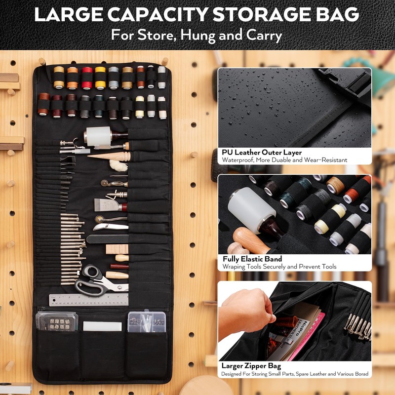 Nicpro 160PCS Upgrade Leather Tooling Kit Leather Working Tools Kit