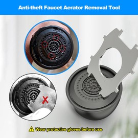 Upgraded Portable 5-in-1 Faucet Aerator Removal Tool, 304 Stainless Steel Mini Aerator Key Wrench for Sink Faucets Aerators, Fits Regular Size (Quarter), Junior Size (Nickel), M24 Male Thread Aerators