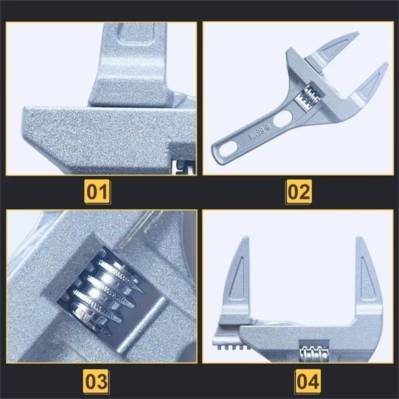 Mini Adjustable Bathroom Wrench for Home Repairs – Compact Silver