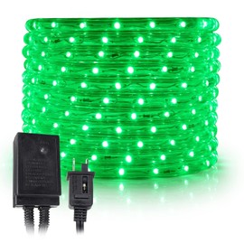 WYZworks 108LEDs, 10ft LED 1/2” Green Outside Rope Light w/ 8 Mode Controller, Waterproof Outdoor ETL Certified Permanent Connectable Accent Exterior Lighting, Clear Tube, Palm Tree Yard Patio