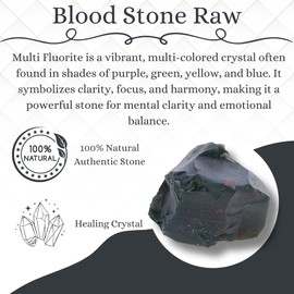 Bloodstone Raw Crystals Rough Gemstones with Authenticity Card, Velvet Pouch Raw Stones for Tumbling, Cabbing, Polishing, Cutting Natural Healing Crystals for Home Decor, DIY Stones