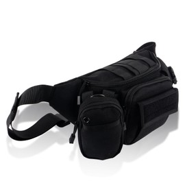 ToopMount Waist Pack Tactical Fanny Packs Large 9 Zip Pockets Adjustable Belt Sports Bum Bag Waterproof for Hiking, Biking, Fishing, Hunting (Black)