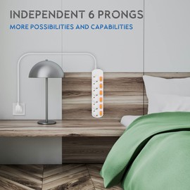 NEUVIELE NEUVIELE 6 Fach Mehrfachsteckdosen 1berspannungsschutz Steckdosenleiste Steckdosen mit Schalter f1r B1ro Wohnzimmer 1.5 Meter Kabel, 3300W,250V/16A