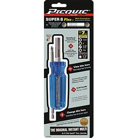 Picquic 98881 Carded Super 8 Plus 7 Multi Bit Screwdriver Nutdriver, Blue