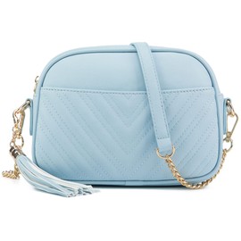 lola mae Bolso bandolera acolchado, diseño moderno, Gris azulado