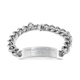 Certified Computer Repair Technician MOM Cuban Chain Stainless Steel Bracelet, Mom Gifts from Daughters Sons, Birthday Gifts for Mom, Mom Birthday Gifts - Mother Gifts, Presents
