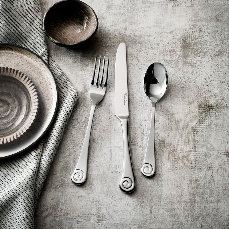 Robert Welch Ammonite Bright Cutlery Coffee/Espresso Spoon, Set of 8.