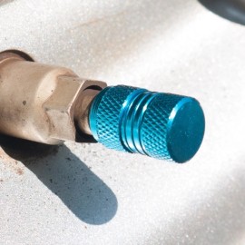 Unbranded 4pcs Sky Blue with Rubber Ring Wheel Dust Vehicle Aluminum Bike Valve Stem Cover