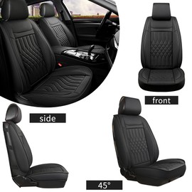 KBOISE Car Seat Covers 2 PCS Front Seats, Waterproof Napa Leather Automotive Seat Protector for Cars SUV Truck Sedan, Universal Anti-Slip Car Seat Cushion Interior Accessories, Black