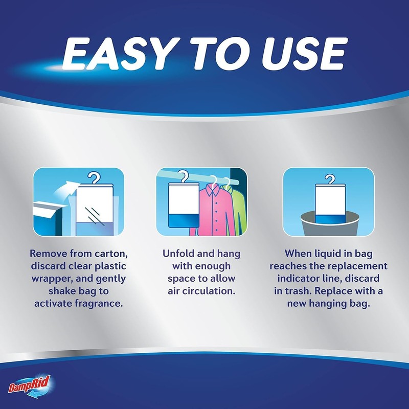 DampRid FG80 Hanging Moisture Absorber Fresh Scent 14 oz (Pack