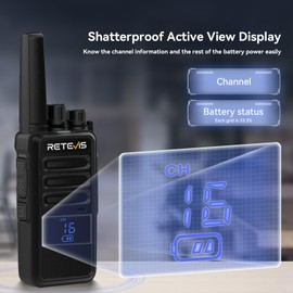 Retevis RT68H Walkie Talkies for Adults Long Range,Portable FRS Two-Way Radios Rechargeable,Intuitive,Channel Power Display, with 6 Way Multi Charger,Hands Free Walkie Talkies with Earpiece (6 Pack)