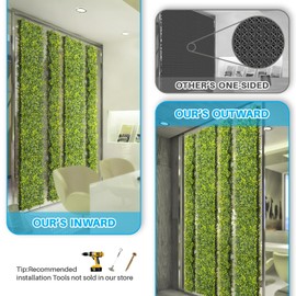 Patio 18"x6" (26PC) Artificial Grass Wall Greenery Backdrop Boxwood Hedge Panels, Faux Ivy Privacy Fence Room Divider Wedding Décor Photo Background Outdoor Garden Planters, Double Side