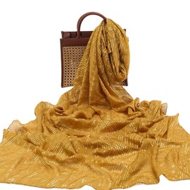 1920s women's fashion scarf Faux Assuit foil bronzer cape retro style (Yellow)