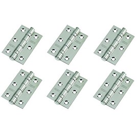 3 Pairs of Door Hinge 3" 75mm Ball Bearing Hinges Polished Chrome Suit Internal Doors Pair (3)