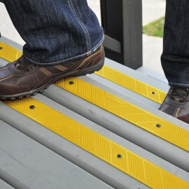 GripStrips Anti-Slip Treads - 2 Pack, Hi Viz Yellow (32" x 2") - Outdoor Non-Slip Tread Strips - Waterproof Safety Traction Strips for Stairs, Ramps, Boats, Ladders, Wood, Concrete, Metal