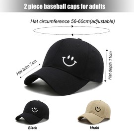 LuckyCao Pack of 2 Men's Women's Baseball Cap, Summer Baseball Cap, Women's Leisure Cap, Sport, Adjustable, Breathable, Sun Protection Cap, One Size, 1 black, 1 khaki, Unit size