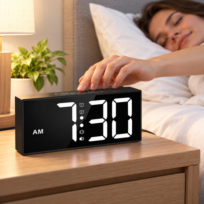 Vibrating Alarm Clock for Heavy Sleepers – Large LED Display