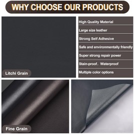 Leather Repair Patch Tape, Self Adhesive Leather Repair kit for Furniture, Leather Patches for Couch,Car Seat,Motorcycle seat,Loveseat (Dark Brown-Fine Grain, 17X79 Inch)