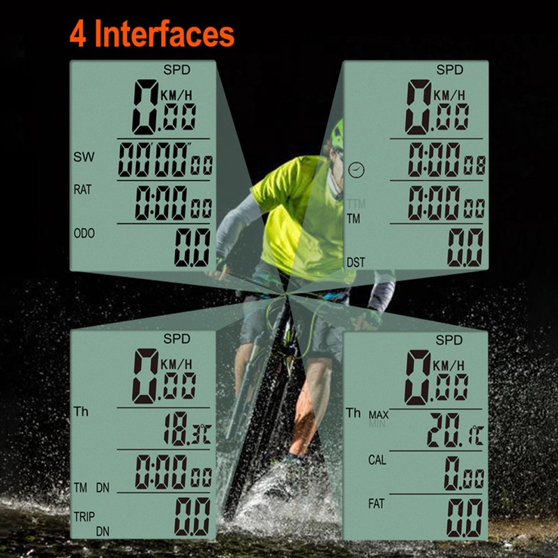 Bike Computer Wireless Bike Speedometer Water Resistant 3in LCD Screen