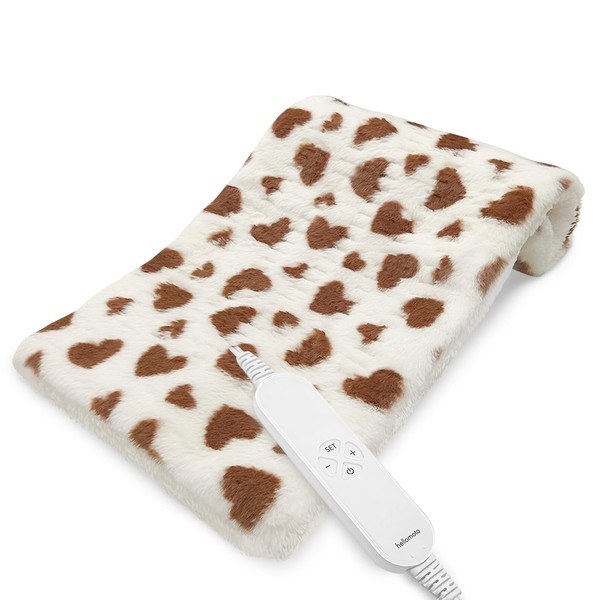12" x 24" Heating Pad for Pain Relief (White and Brown)