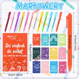 Pack of 48 Thank You Gifts, 24 Pieces Motivational Ballpoint Pen with 24 Pieces Inspirational Colourful Notebooks Pocket Memo Notepads for Colleagues Employees Teachers Students Office