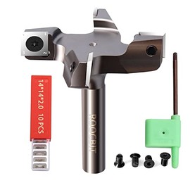 CNC Spoilboard Surfacing Router Bit, 1/2" Shank 3" Cutting Diameter, Carbide Insert Slab Flattening Router Bit Planing Bit Wood Planer Bit Woodworking Tools Comes with 10 Replacement Blades