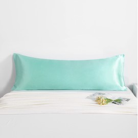 NTBAY Satin Body Pillowcase for Hair and Skin, Luxurious and Silky Pillow case with Envelope Closure, 20x54 Inches, Light Blue