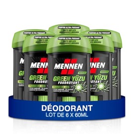 Mennen - Deostick für Herren, groß, Frische 48 Stunden, Green Yuzu ohne Alkohol, 6 x 60 ml