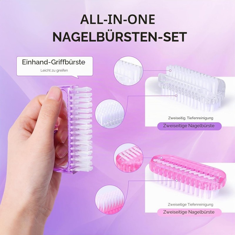 MelodySusie 3-Piece All-in-One Nail Brush Set for Manicure and Pedicure