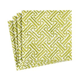 Caspari Fretwork Paper Cocktail Napkins in Moss Green - Two Packs of 20