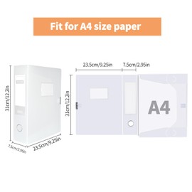 HUA JIE A4 Storage File Boxes Plastic Archives Cases with Lid, File Folder Organizer Document Filing Box for office,31×7.5×23.5 cm, Transparent(Pack of 6)