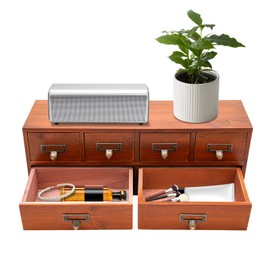 Mahugde 6 Drawers Desktop Dresser, Wood Dressers & Chests of Drawers Retro Wood Storage Organizer with 6 Storage Drawers for Bedroom Living Room